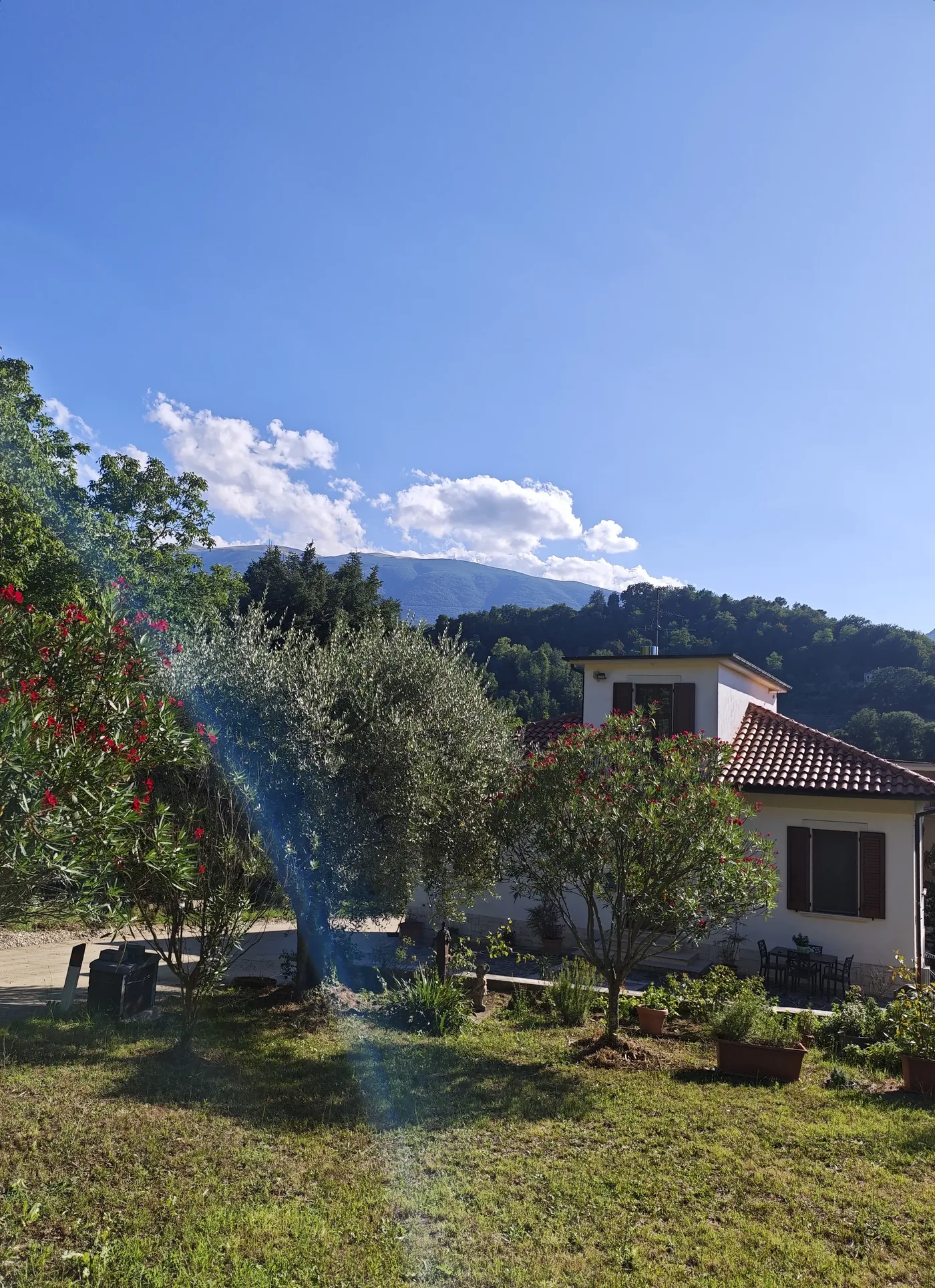 Le colline intorno a Folignano viste dalla casa, con i monti sullo sfondo